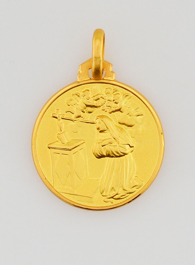 Médaille Sainte Rita en Plaqué Or - 18mm (pic 1)