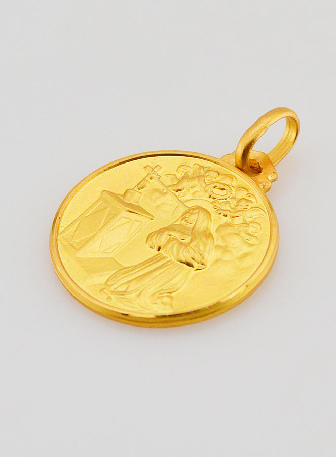 Médaille Sainte Rita en Plaqué Or - 18mm (pic 3)