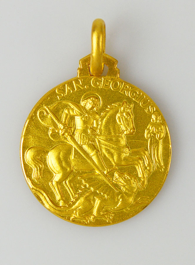 Médaille Saint Georges en Plaqué Or - 18mm (pic 1)