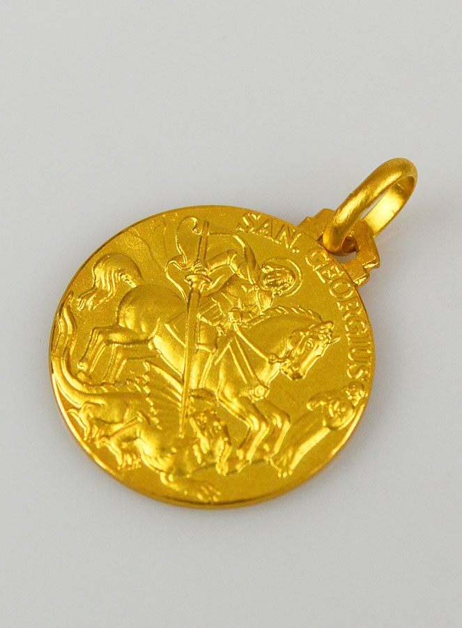Médaille Saint Georges en Plaqué Or - 18mm (pic 2)