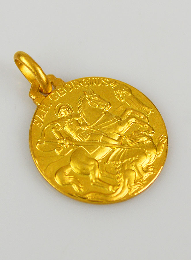 Médaille Saint Georges en Plaqué Or - 18mm (pic 3)