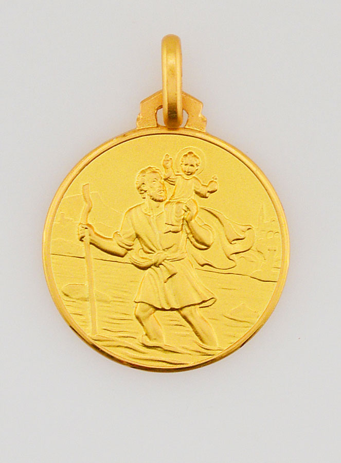 Médaille Saint Christophe en Plaqué Or - 18mm (pic 1)