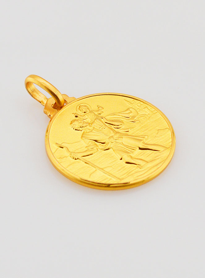 Médaille Saint Christophe en Plaqué Or - 18mm (pic 2)