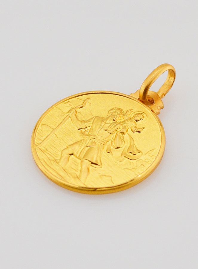 Médaille Saint Christophe en Plaqué Or - 18mm (pic 3)
