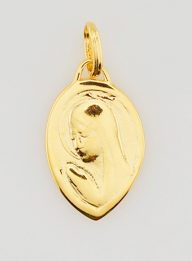 Médaille Vierge Marie en Prière Plaqué Or - 18mm (pic 1)