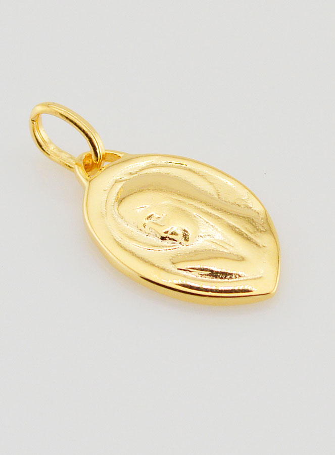 Médaille Vierge Marie en Prière Plaqué Or - 18mm (pic 2)