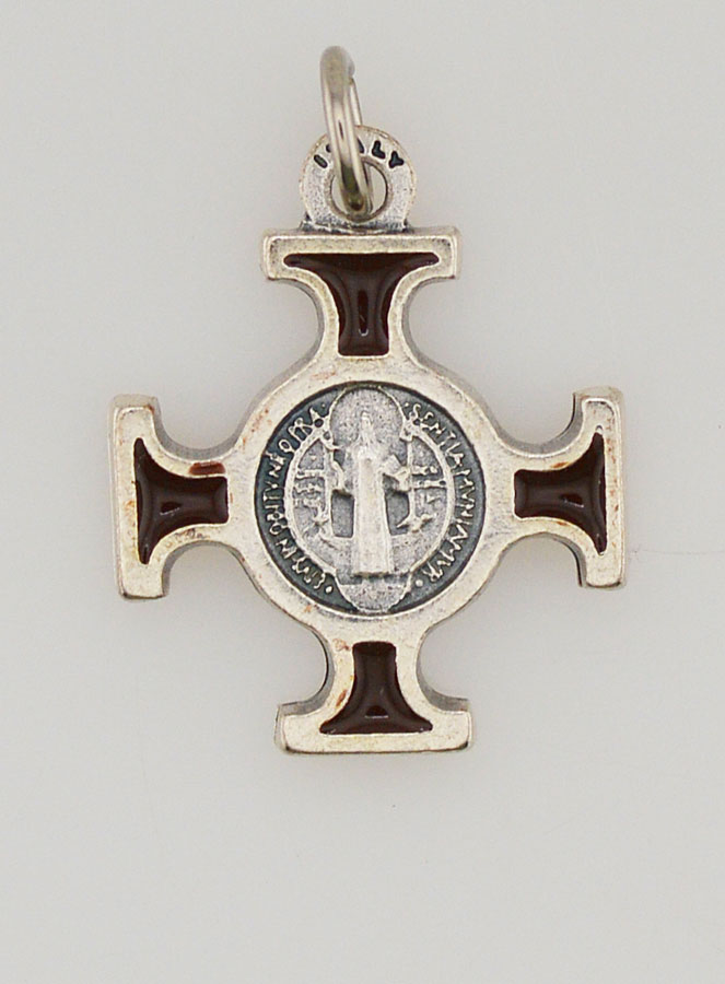 Pendentif Croix de Saint Benoit Métal - Marron - 2cm (pic 2)