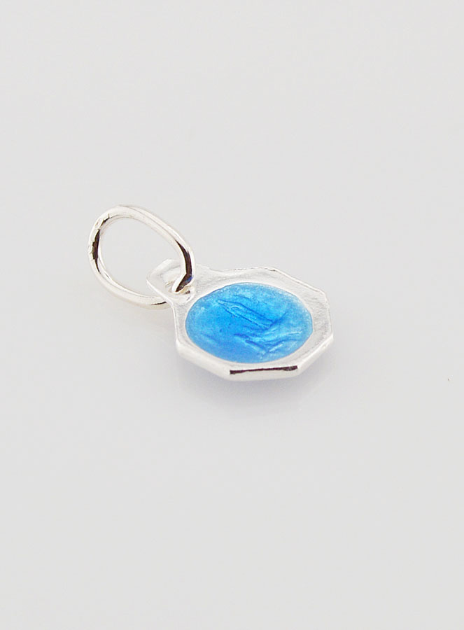 Médaille Profil Vierge Marie - Argent et Email Bleu - 8mm (pic 4)