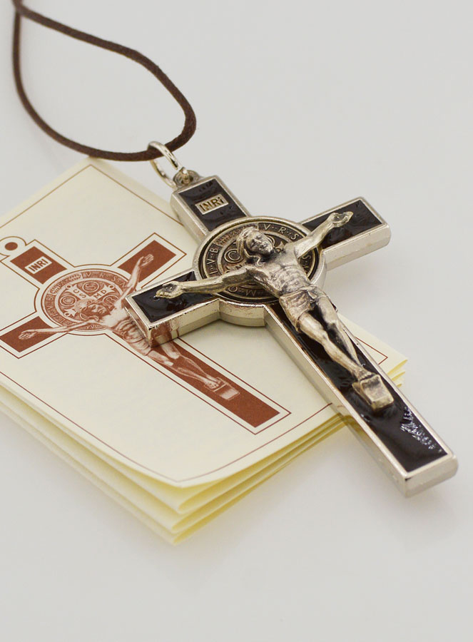 Pendentif Croix de Saint Benoit - Marron - 8cm (pic 3)
