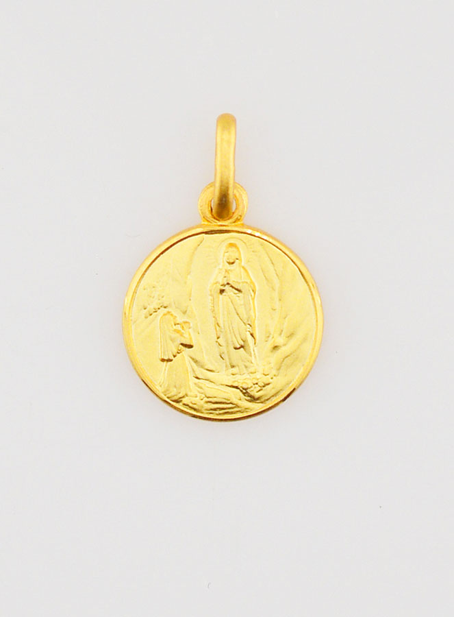 Médaille Notre Dame de Lourdes en Plaqué Or - 12 mm (pic 1)