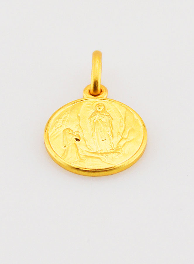 Médaille Notre Dame de Lourdes en Plaqué Or - 12 mm (pic 2)