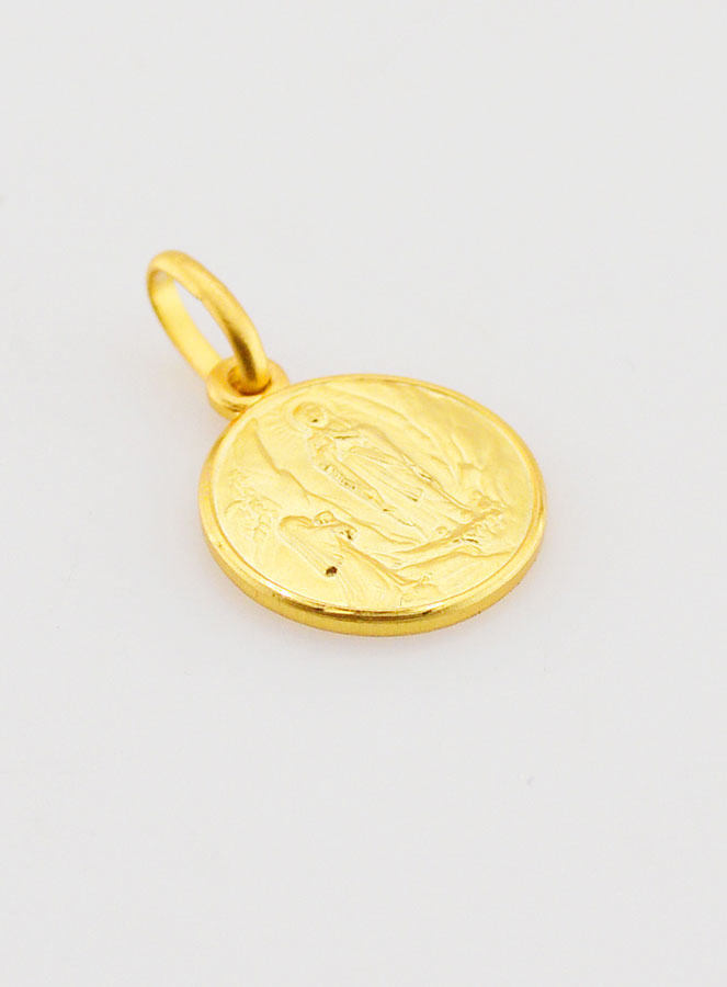 Médaille Notre Dame de Lourdes en Plaqué Or - 12 mm (pic 3)