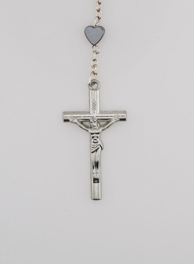 Chapelet en Perles Coeur Hématite Médaille Miraculeuse - Chaîne Argentée (pic 3)