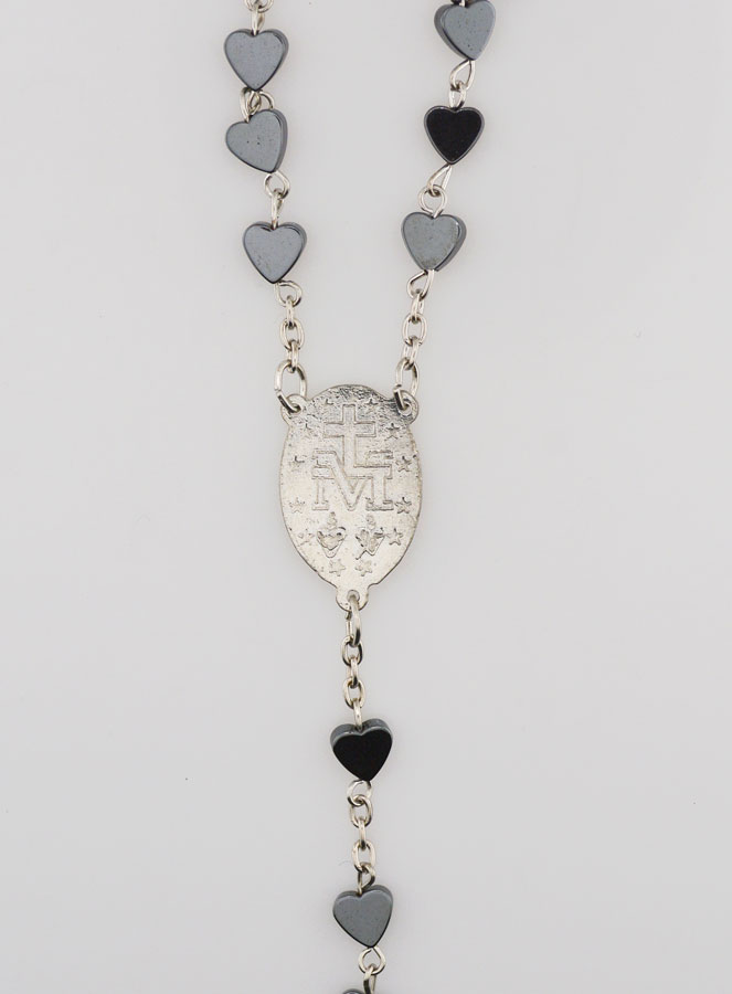 Chapelet en Perles Coeur Hématite Médaille Miraculeuse - Chaîne Argentée (pic 4)