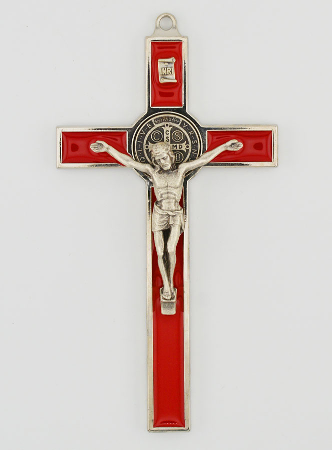 Crucifix Croix de Saint Benoit - Métal Rouge (pic 1)