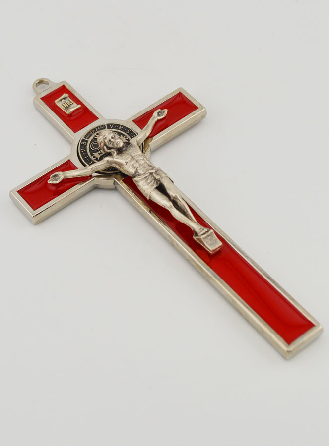 Crucifix Croix de Saint Benoit - Métal Rouge (pic 3)