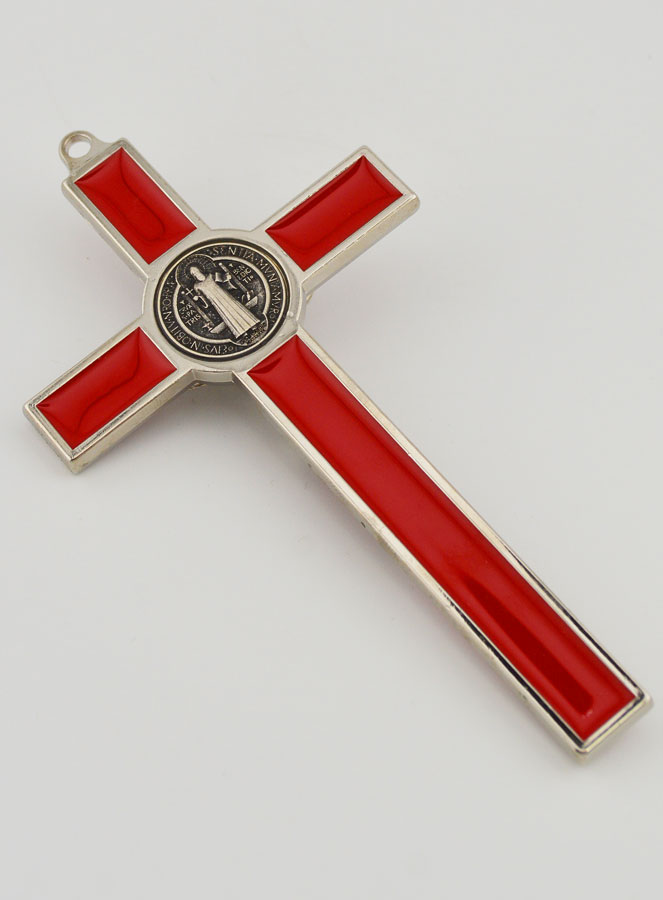 Crucifix Croix de Saint Benoit - Métal Rouge (pic 4)