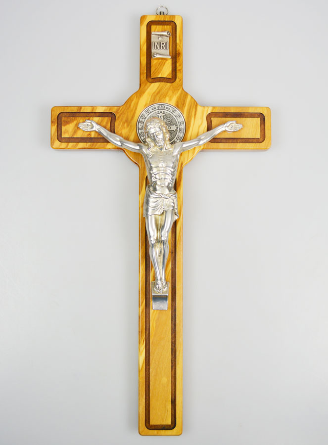 Crucifix Croix de Saint Benoit en Bois - 40cm (pic 1)