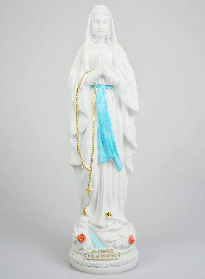 Statue Vierge Marie de Lourdes et son Chapelet Doré - 40cm (pic 1)