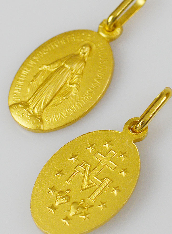 Médaille Miraculeuse en Plaqué Or Diamètre: 15mm (pic 4)