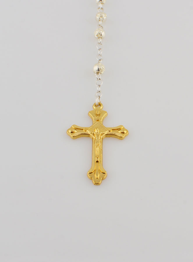 Chapelet de Lourdes en Perles d'Argent et Plaqué Or - 50cm (pic 4)