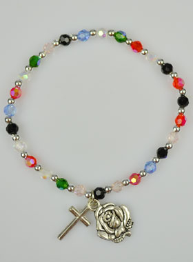 Bracelet Religieux Enfant Perles et Médailles de Lourdes (pic 1)