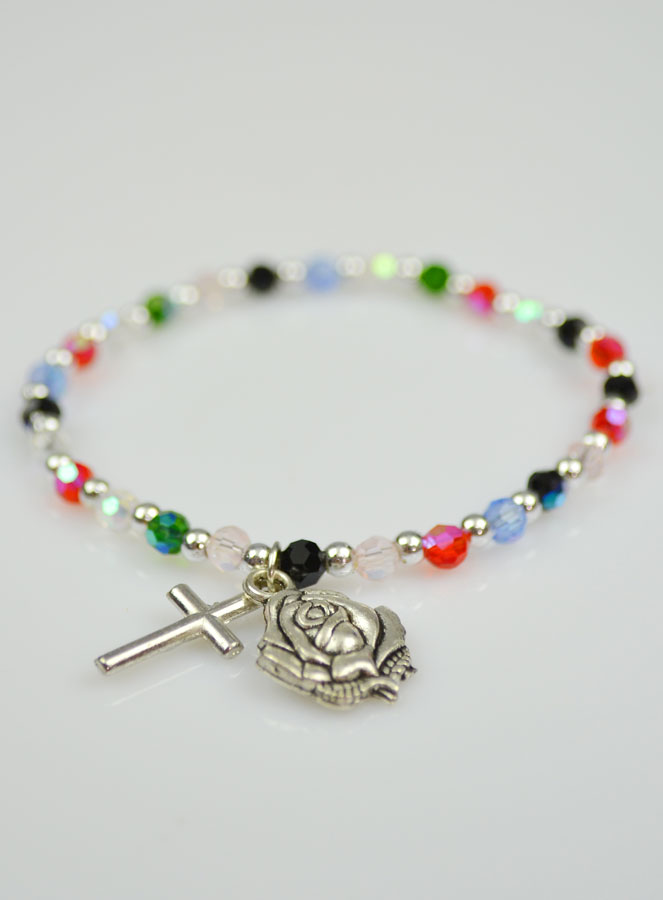 Bracelet Religieux Enfant Perles et Médailles de Lourdes (pic 3)