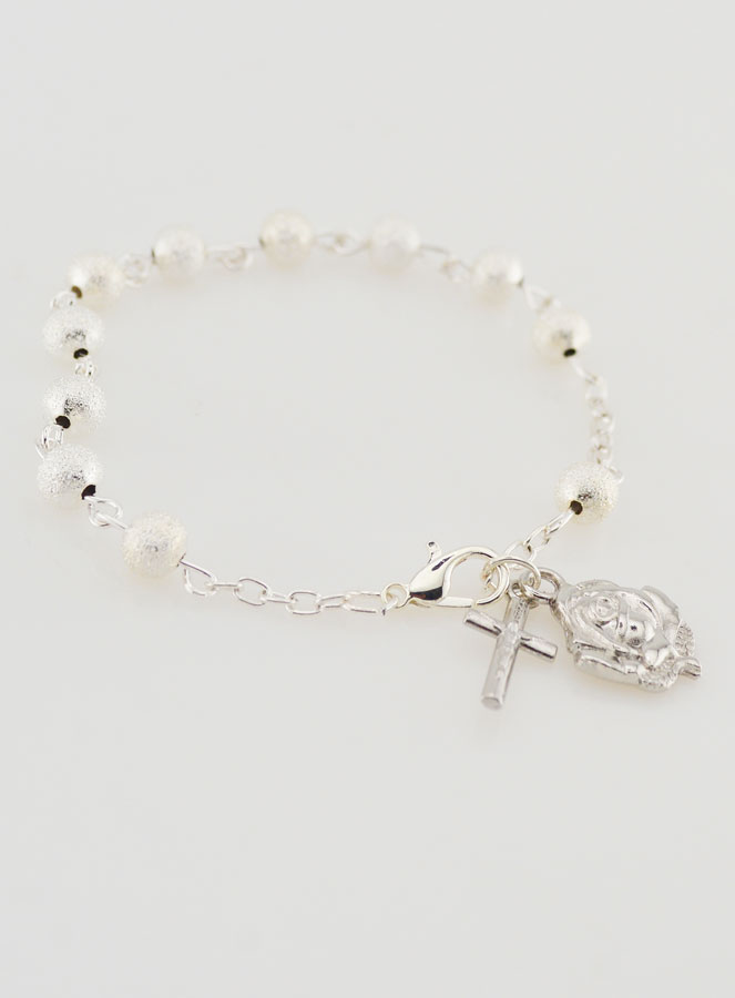 Bracelet Chapelet Dizainier Perles d'Argent - 19cm (pic 3)