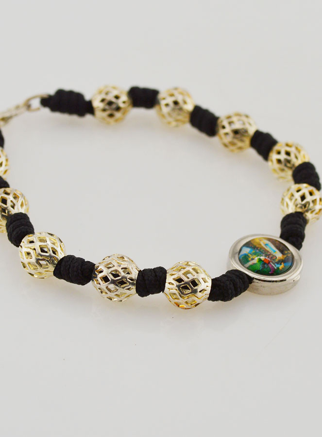 Bracelet Dizainier Perles Ajourées et Médaille de Lourdes (pic 3)