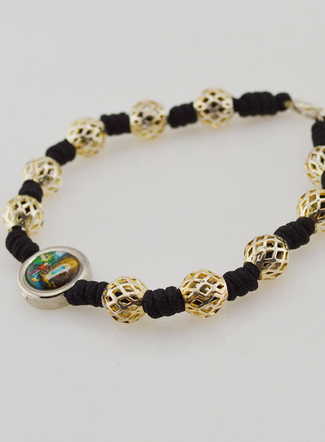 Bracelet Dizainier Perles Ajourées et Médaille de Lourdes (pic 4)