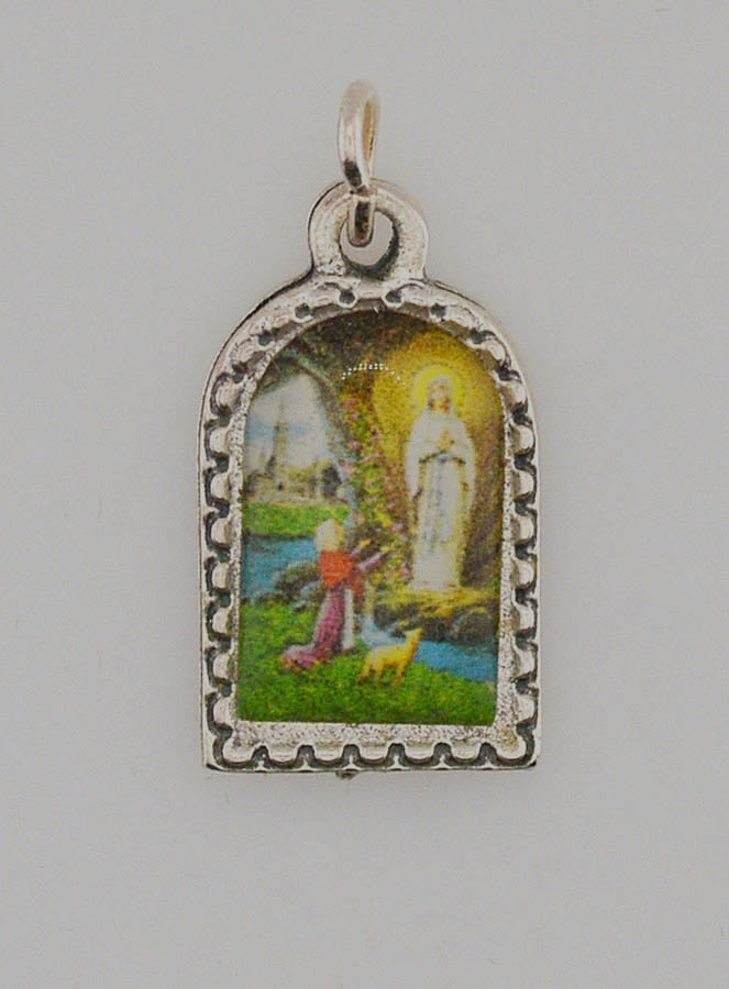 Médaille Souvenir Notre Dame de Lourdes en Métal - 16mm (pic 1)