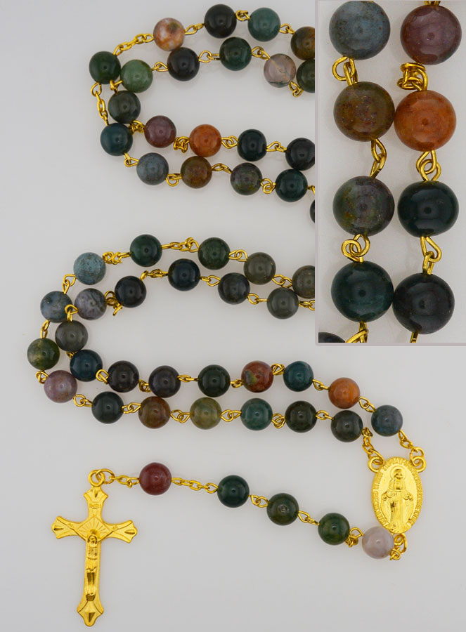 Chapelet en Pierre Style Agate et Chaîne Or (pic 1)