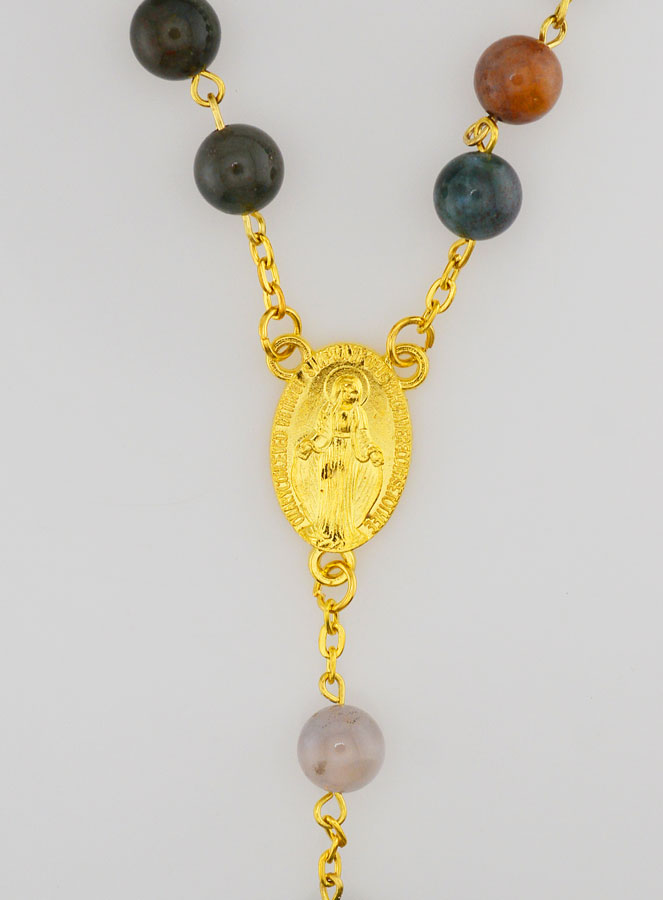 Chapelet en Pierre Style Agate et Chaîne Or (pic 4)