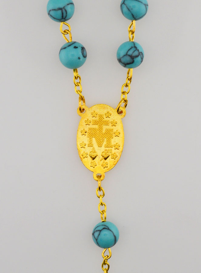 Chapelet Turquoise et Chaîne Or (pic 4)