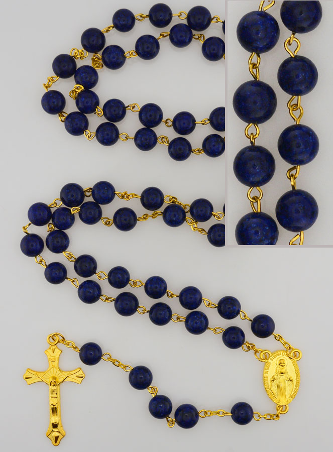 Chapelet Style Lapis Lazuli et Chaîne Or (pic 1)
