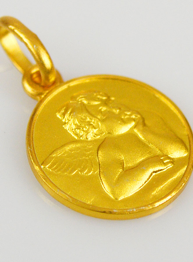 Ancienne broche barrette vieil or médaille religieuse bijou vintage