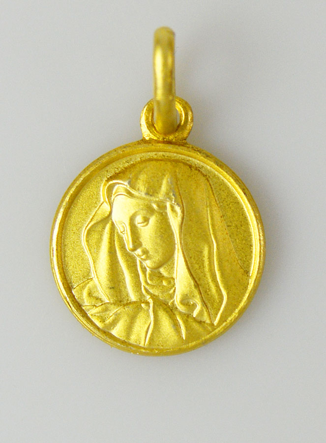 Médaille Vierge Marie au Voile en Plaqué Or - 12mm (pic 1)