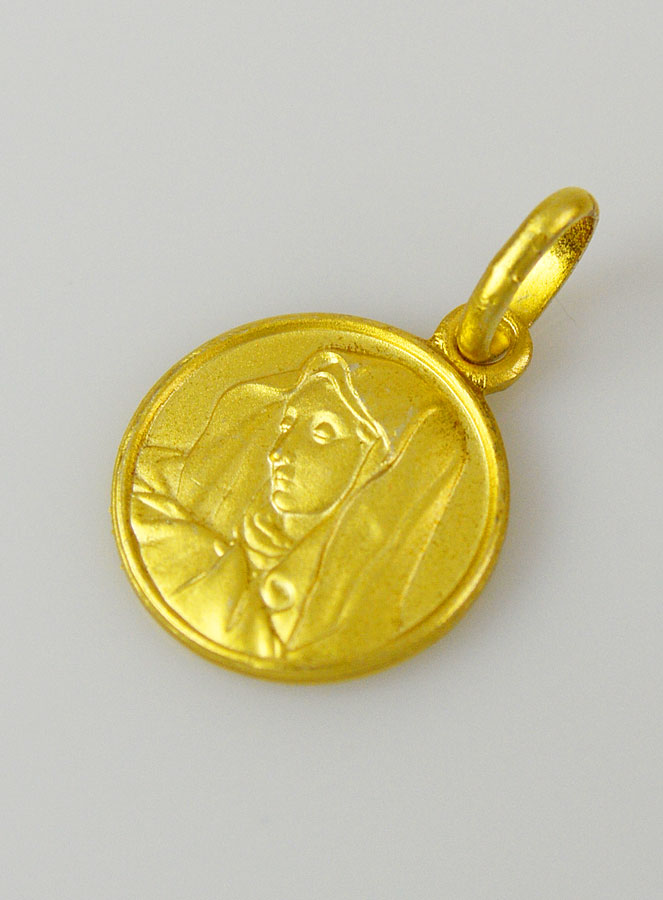 Médaille Vierge Marie au Voile en Plaqué Or - 12mm (pic 2)
