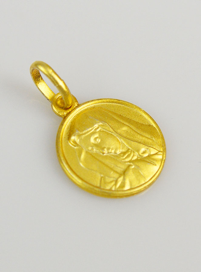Médaille Vierge Marie au Voile en Plaqué Or - 12mm (pic 3)