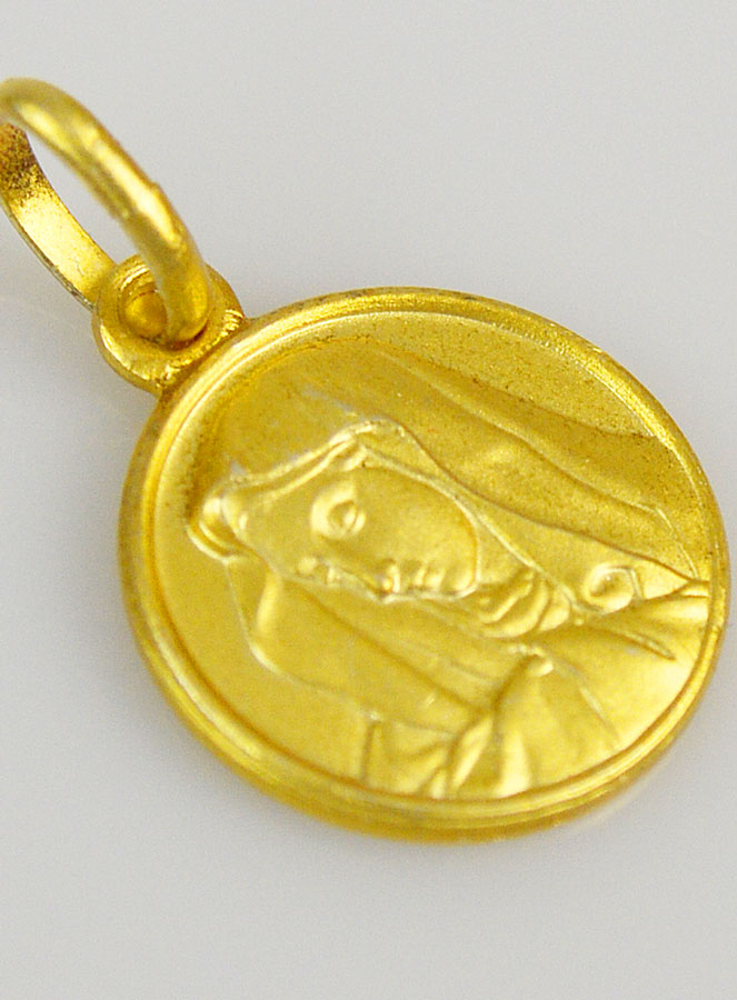 Médaille Vierge Marie au Voile en Plaqué Or - 12mm (pic 4)