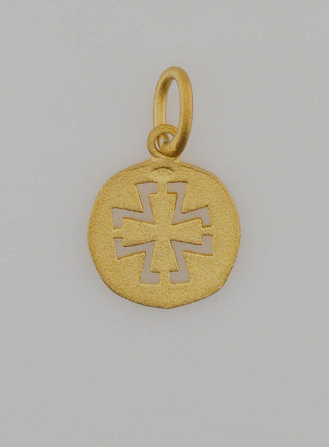 Médaille Croix en Plaqué Or Poli 18 Carats - 13mm (pic 1)