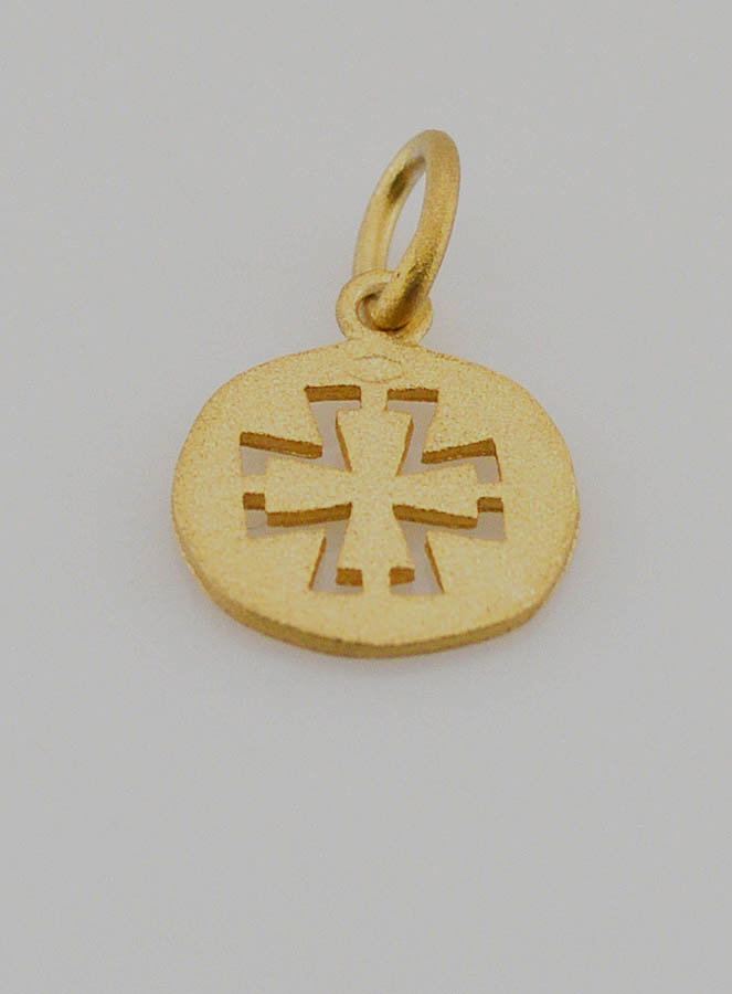 Médaille Croix en Plaqué Or Poli 18 Carats - 13mm (pic 2)