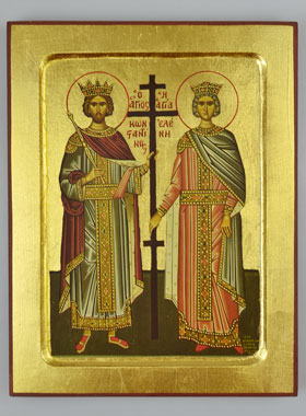 Icône Byzantine Saint Constantin et Sainte Hélène - 22 cm (pic 1)