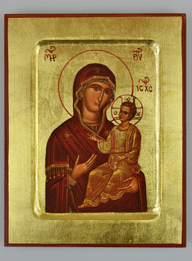 Icône Byzantine Marie Porte du Ciel sur Feuille d'Or - 17 cm (pic 1)