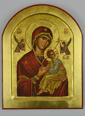 Icône Notre Dame du Perpétuel Secours Arrondie - Feuille d'Or - 22 cm (pic 1)