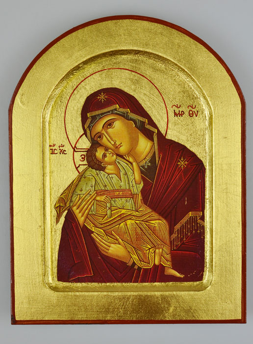Icône Byzantine Vierge de Tendresse Arrondie - Feuille d'Or - 17 cm (pic 2)