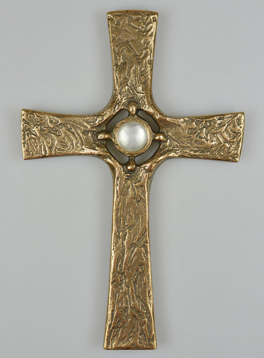 Croix en Bronze Artisanale - Perle Emaillée - 21 cm (pic 2)