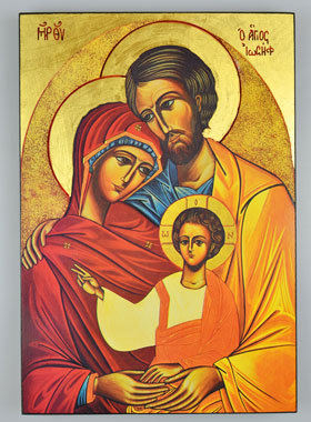 Icône Byzantine Grecque Sainte Famille - 25 cm (pic 1)