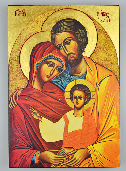 Icône Byzantine Grecque Sainte Famille - 25 cm (pic 2)