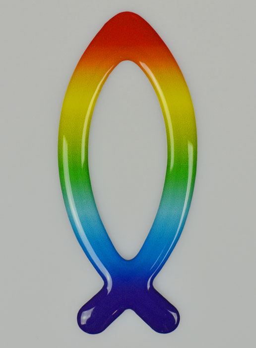 Autocollant Voiture Poisson Chrétien Ichtus Arc en Ciel - 8 cm (pic 2)